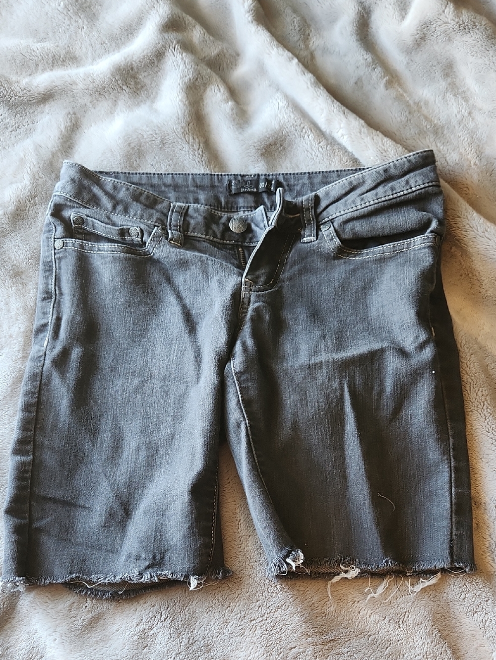 Prana Black/Charcoal Denim Cutoff Shorts